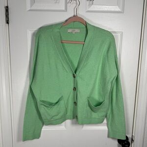 LOFT Mint Green Button-Up Cardigan